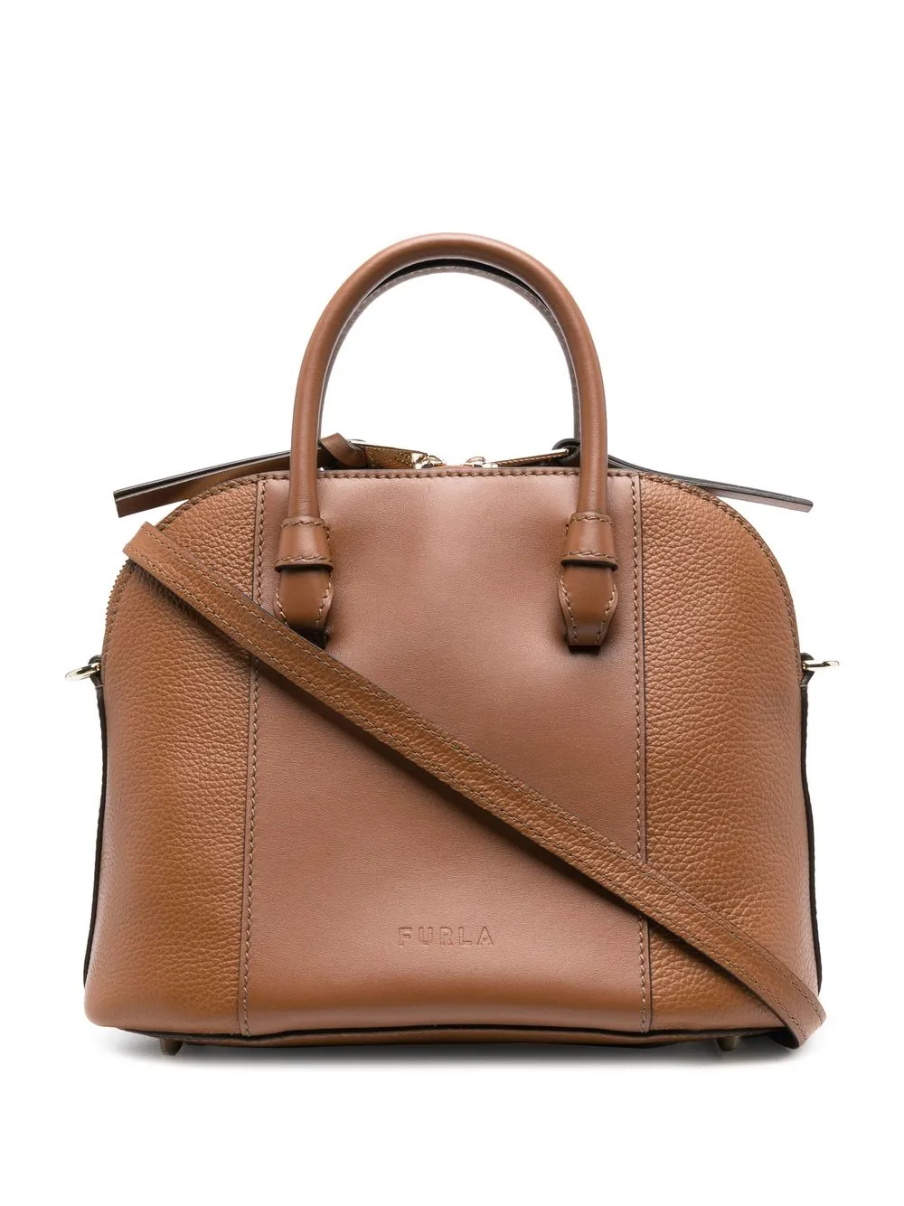 

Furla logo-debossed panelled tote bag - Brown