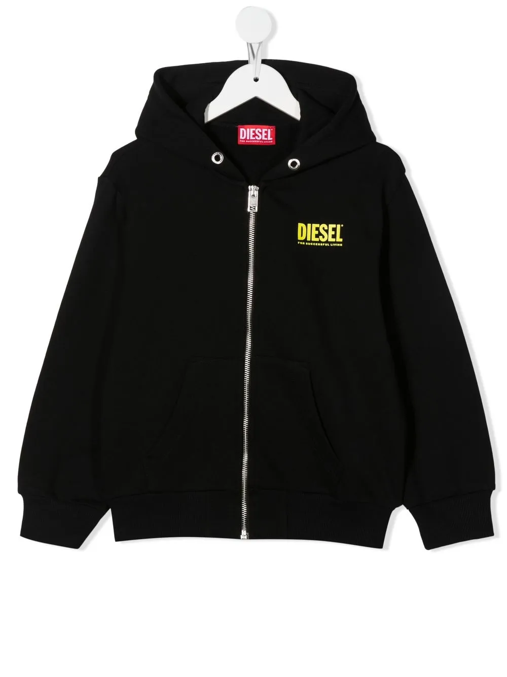 

Diesel Kids hoodie con logo estampado y cierre - Negro