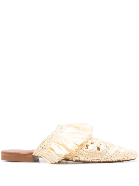 DE SIENA SHOES Grano woven-raffia mules