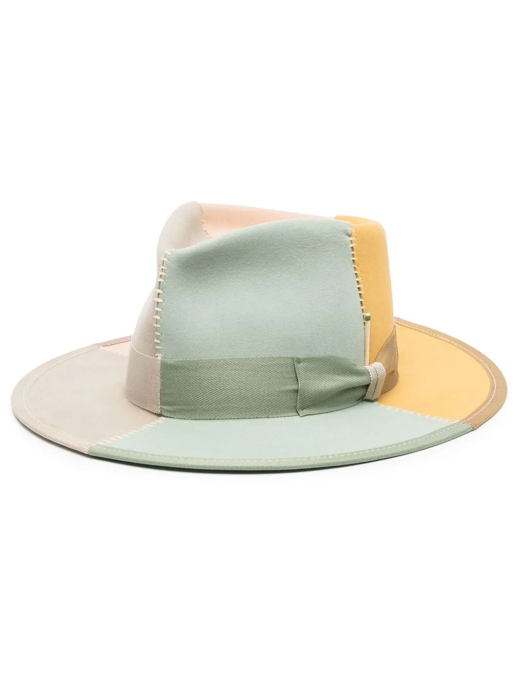 Nick Fouquet patchwork fedora hat - Green