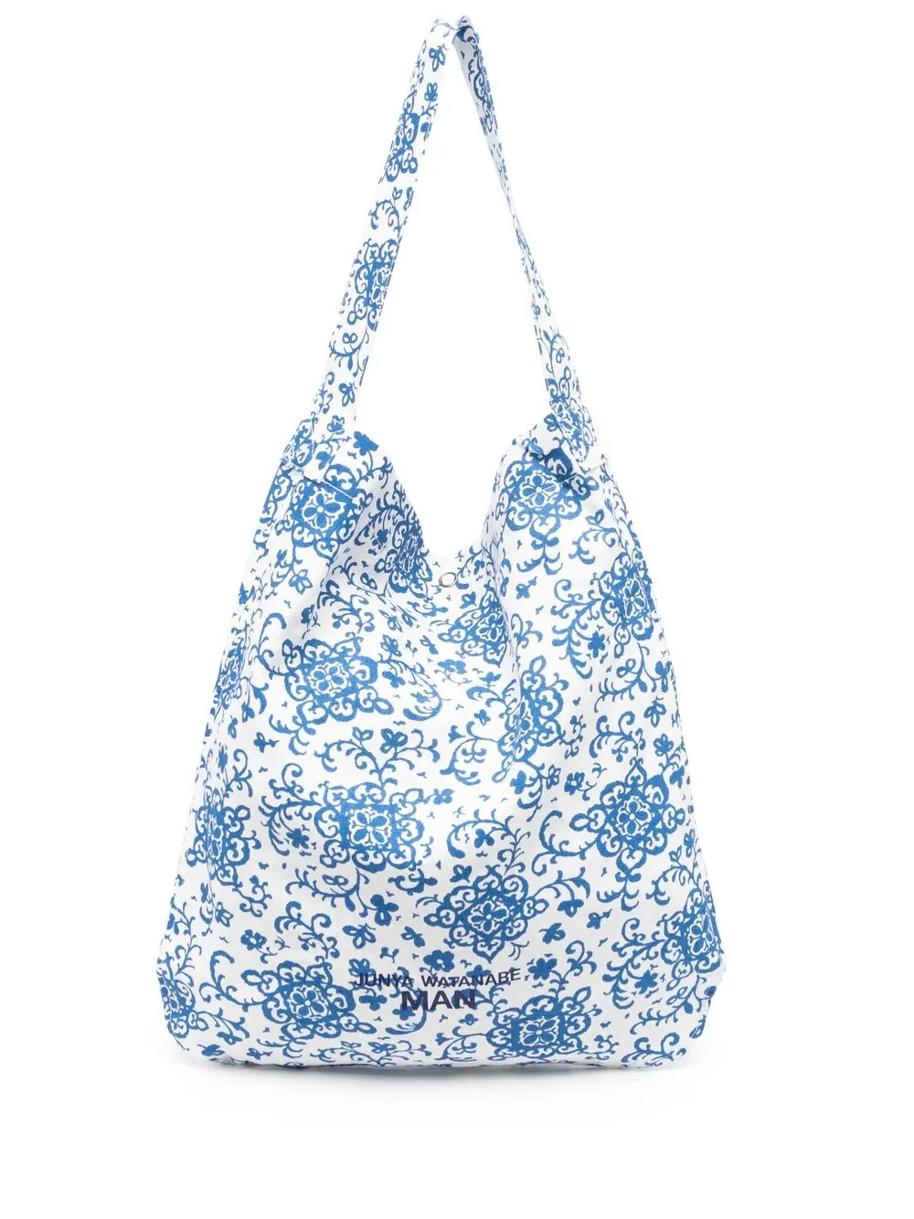 graphic-print linen tote bag