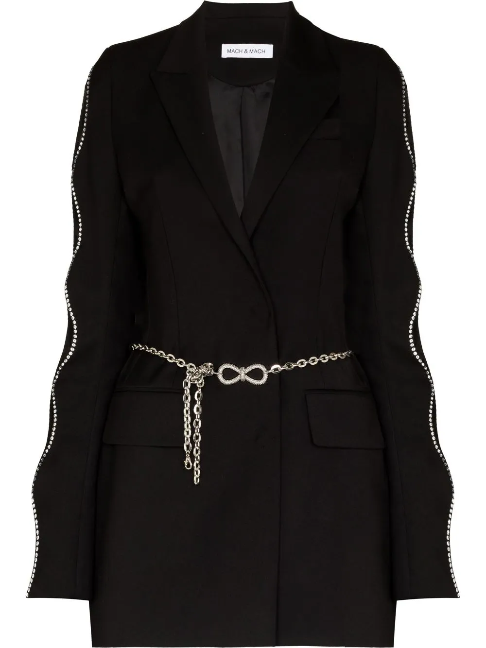 

MACH & MACH vestido corto acampanado con moño de cristal - Negro