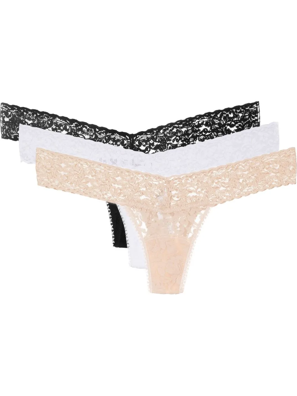 

Hanky Panky juego de tres tangas con encaje - Negro