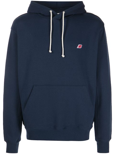 New Balance logo-patch cotton hoodie