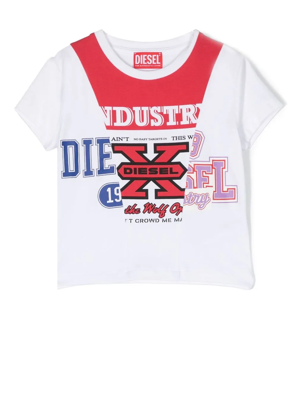 

Diesel Kids contrast logo-print T-shirt - White