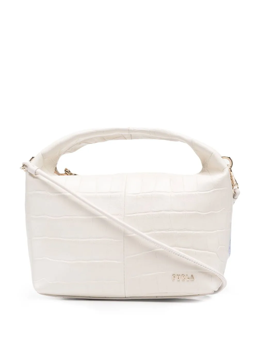 

Furla tote con efecto de piel de cocodrilo - Blanco