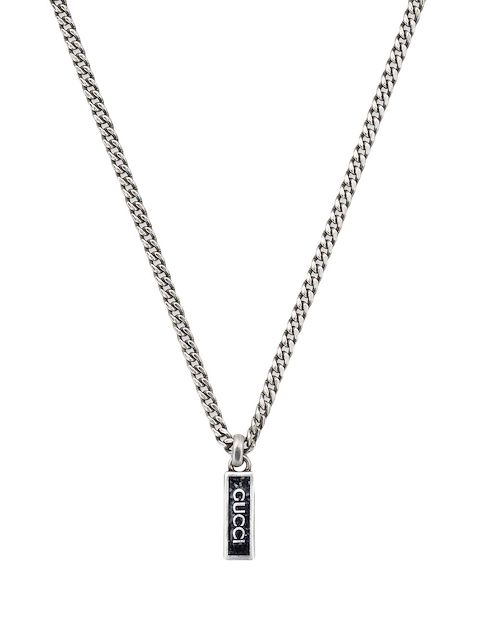 Gucci logo-pendant enamel necklace