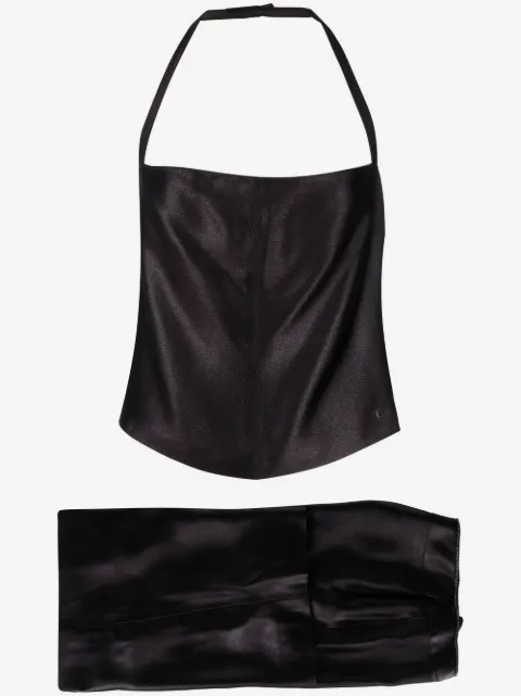 CHANEL Pre-Owned 2010s gloss-effect top and trousers set