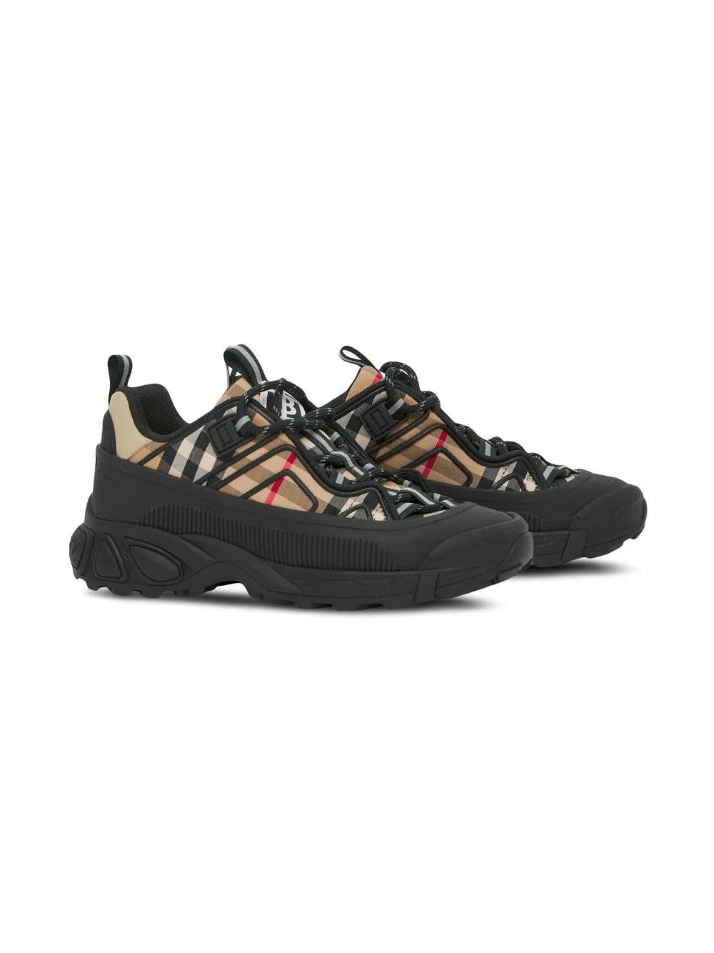 

Burberry Kids tenis bajos con motivo Vintage Check - Negro