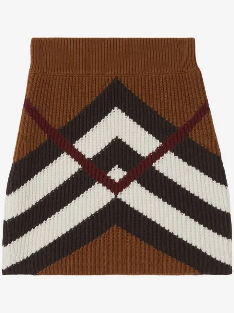 Burberry Chevron Check ribbed-knit mini skirt