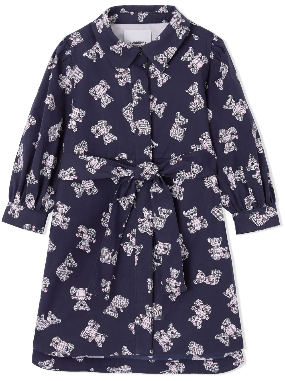 

Burberry Kids vestido camisero con motivo de osito Thomas - Azul