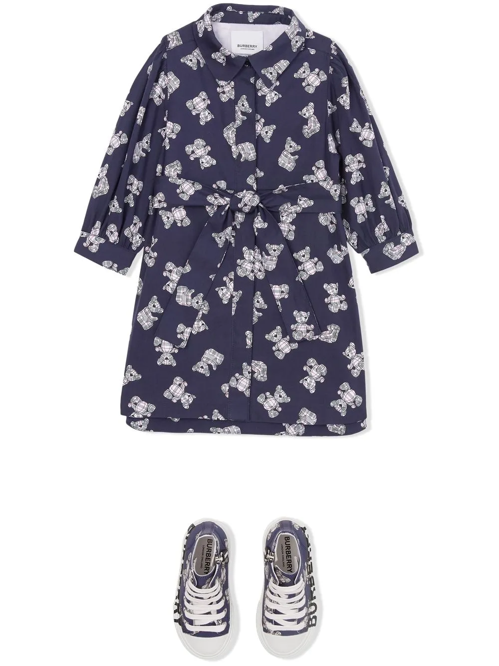 Burberry Kids Sweaterjurk met Thomas beerprint - Blauw