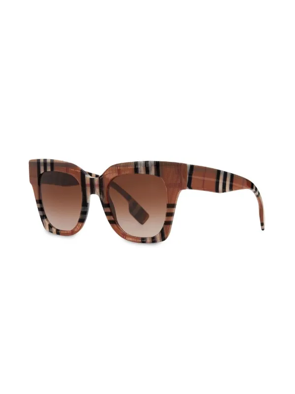 Burberry check detail shop round frame sunglasses