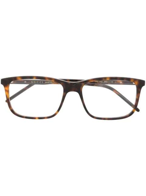 Gucci Eyewear نظارة بإطار مستطيل وتأثير صدف السلحفاة