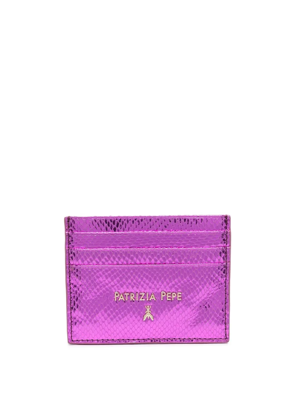 Patrizia Pepe Snakeskin-effect Logo-plaque Cardholder In 紫色