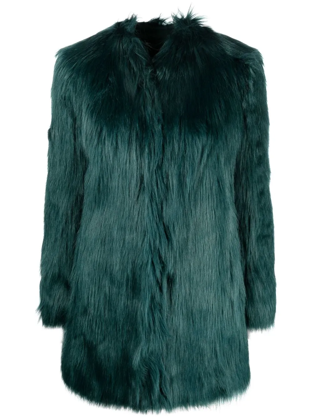 

Patrizia Pepe collarless fitted faux-fur coat - Green