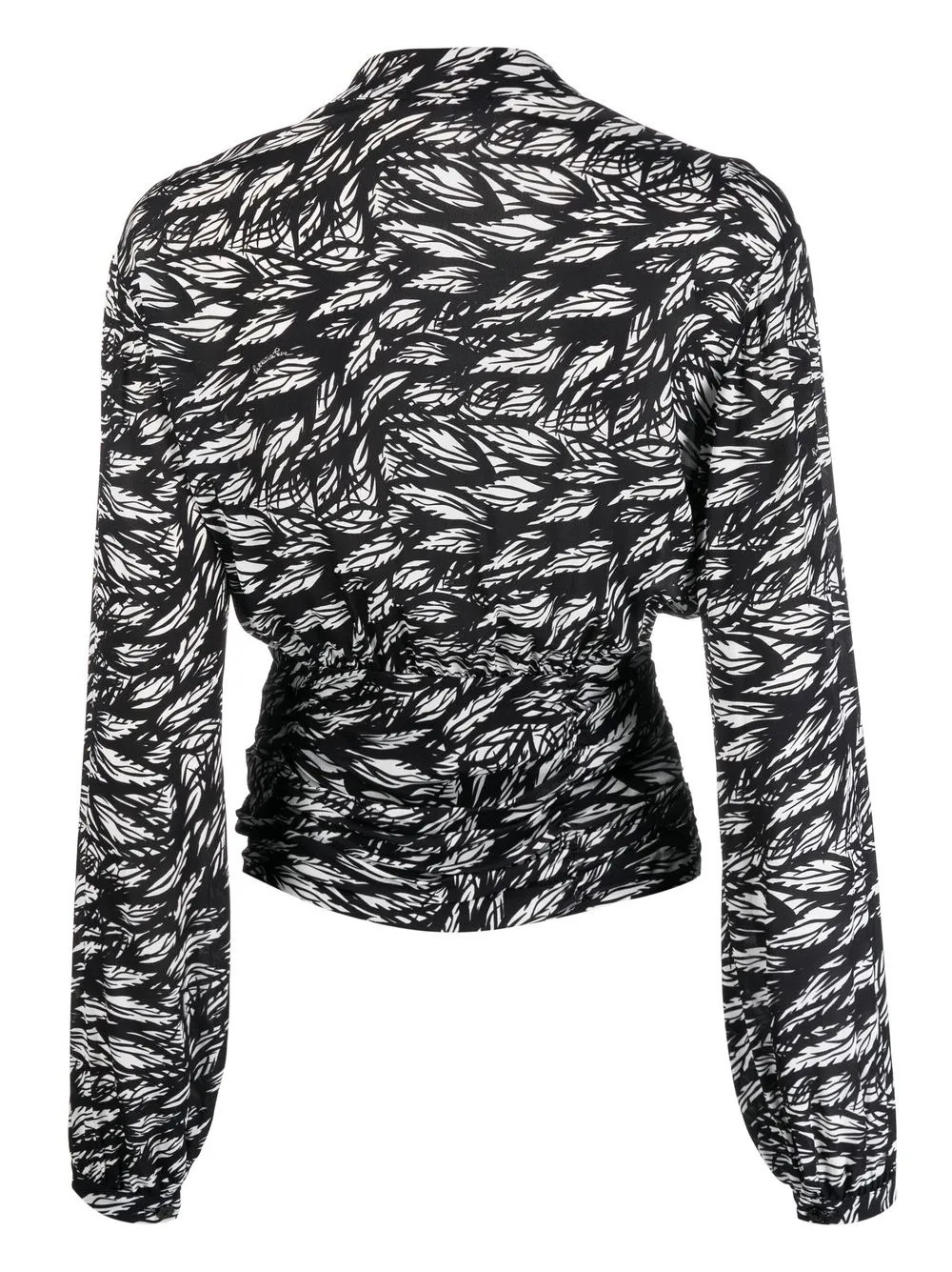 Patrizia Pepe Blouse met bladerprint - Zwart