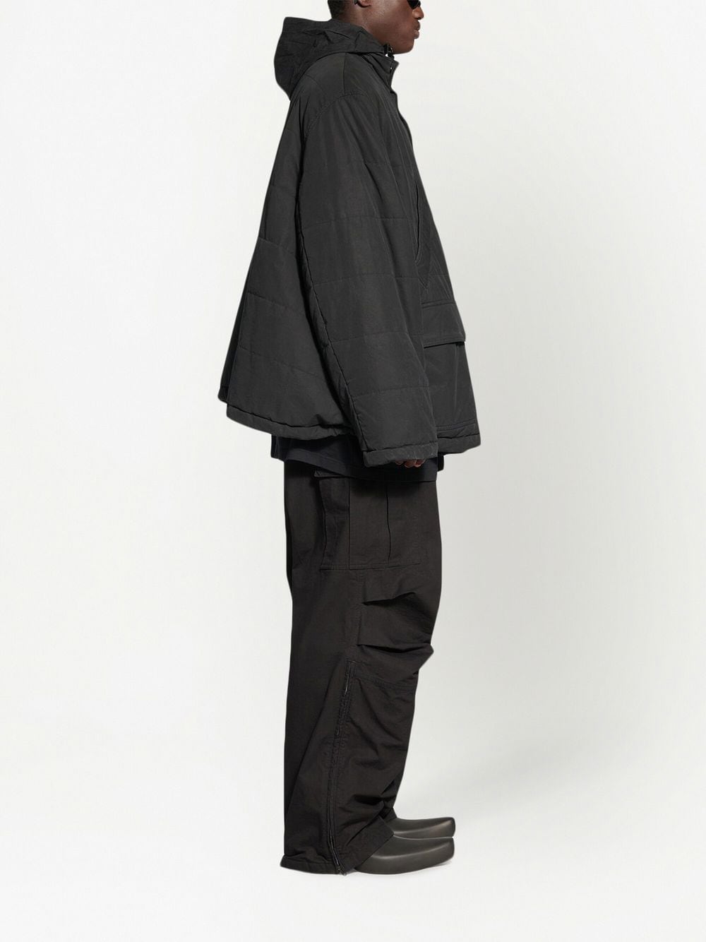 Shop Balenciaga Logo-print Hooded Padded Jacket In Black