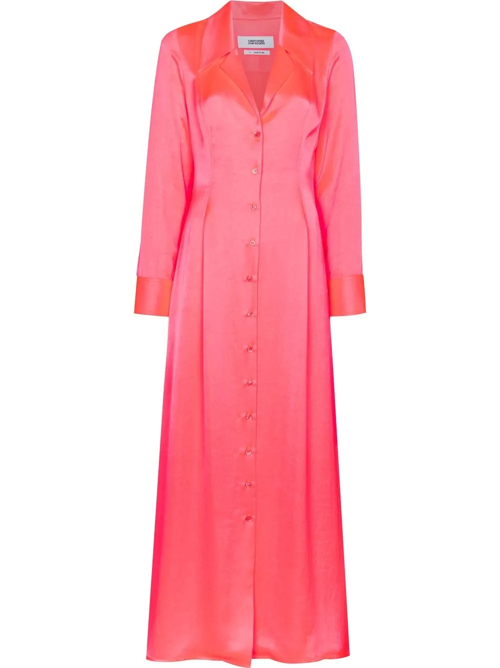 

Christopher John Rogers vestido camisero midi con cuello cubano - Rosado