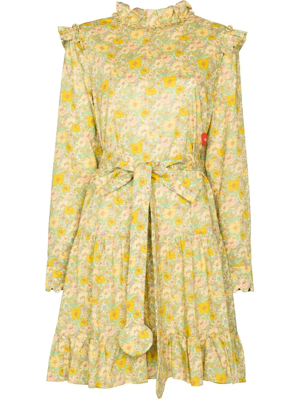 

Horror Vacui floral-print flared dress - Yellow