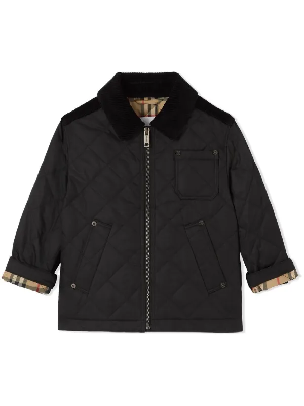 Burberry Kids Corduroy Collar Quilted Jacket Farfetch