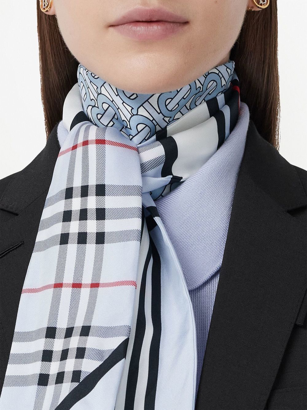 Burberry monogram check thin neck scarf Men