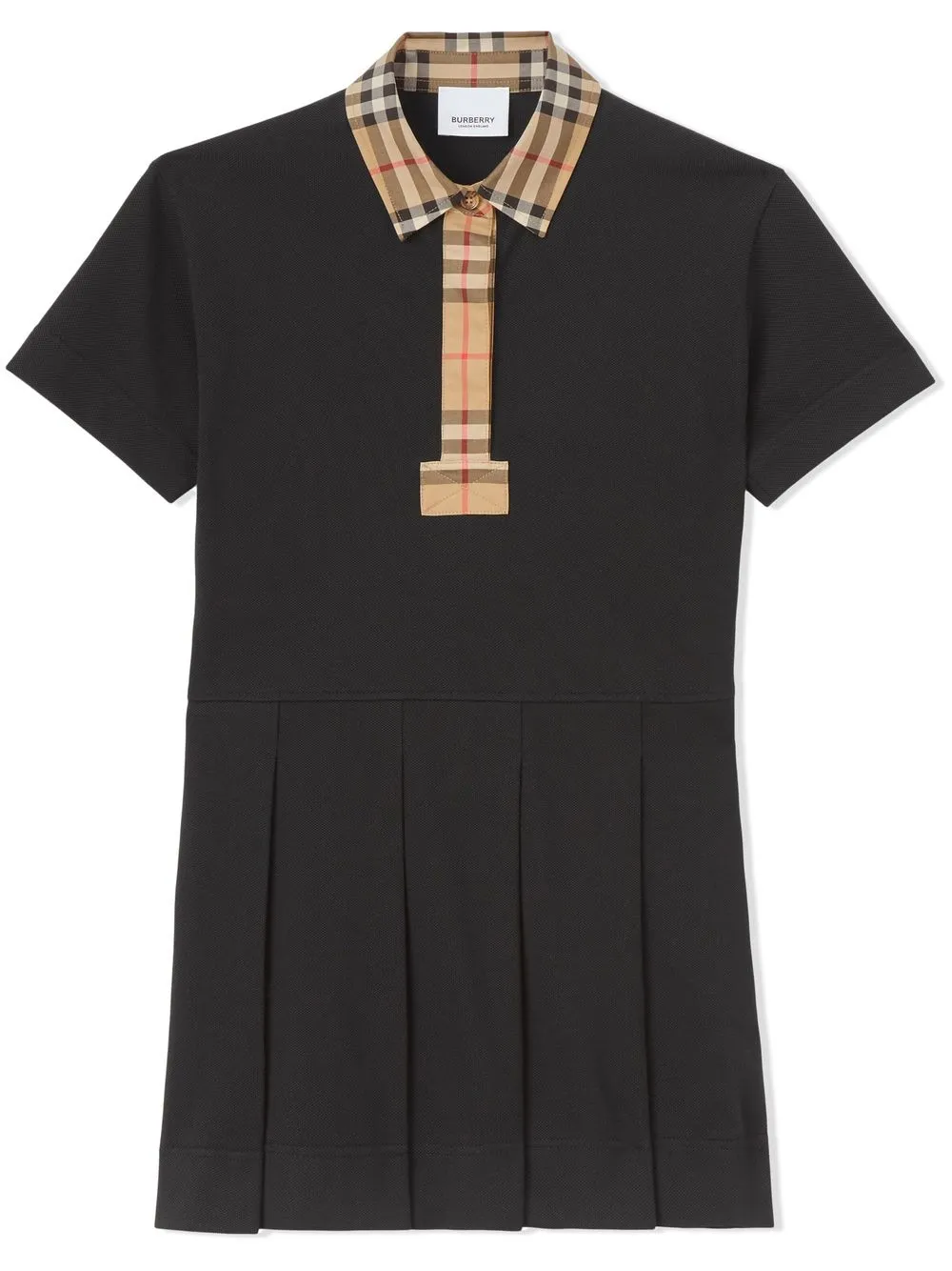 burberry kids robe-polo à motif vintage check - noir