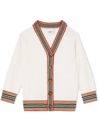 Burberry Kids バーバリー・キッズ アイコンストライプトリム カーディガン | ニュートラル | FARFETCH JP