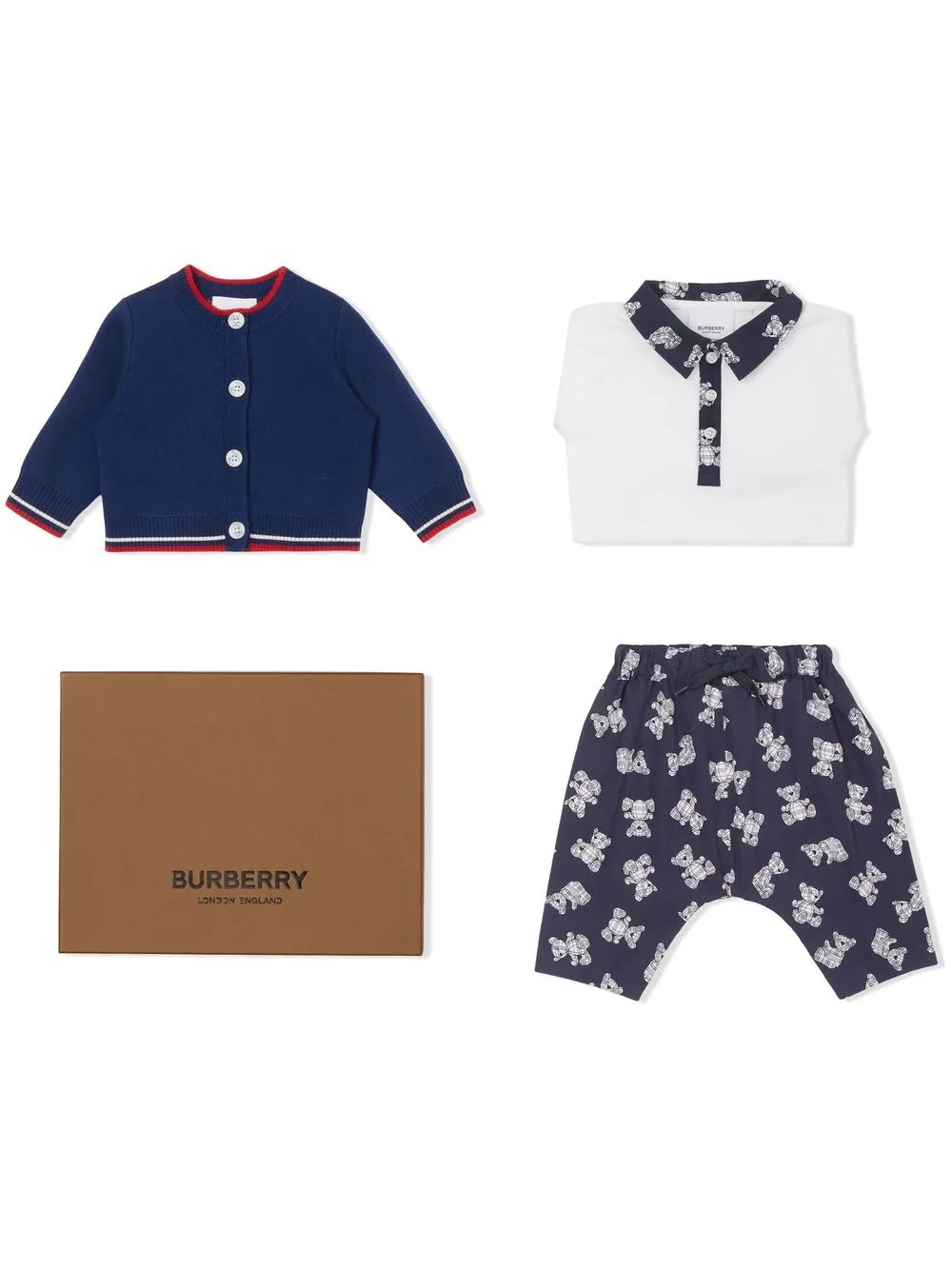 

Burberry Kids Thomas Teddy three-piece set - Blue