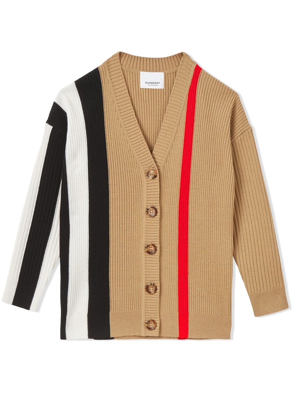 burberry kids cardigan icon-stripe à boutonnière - tons neutres