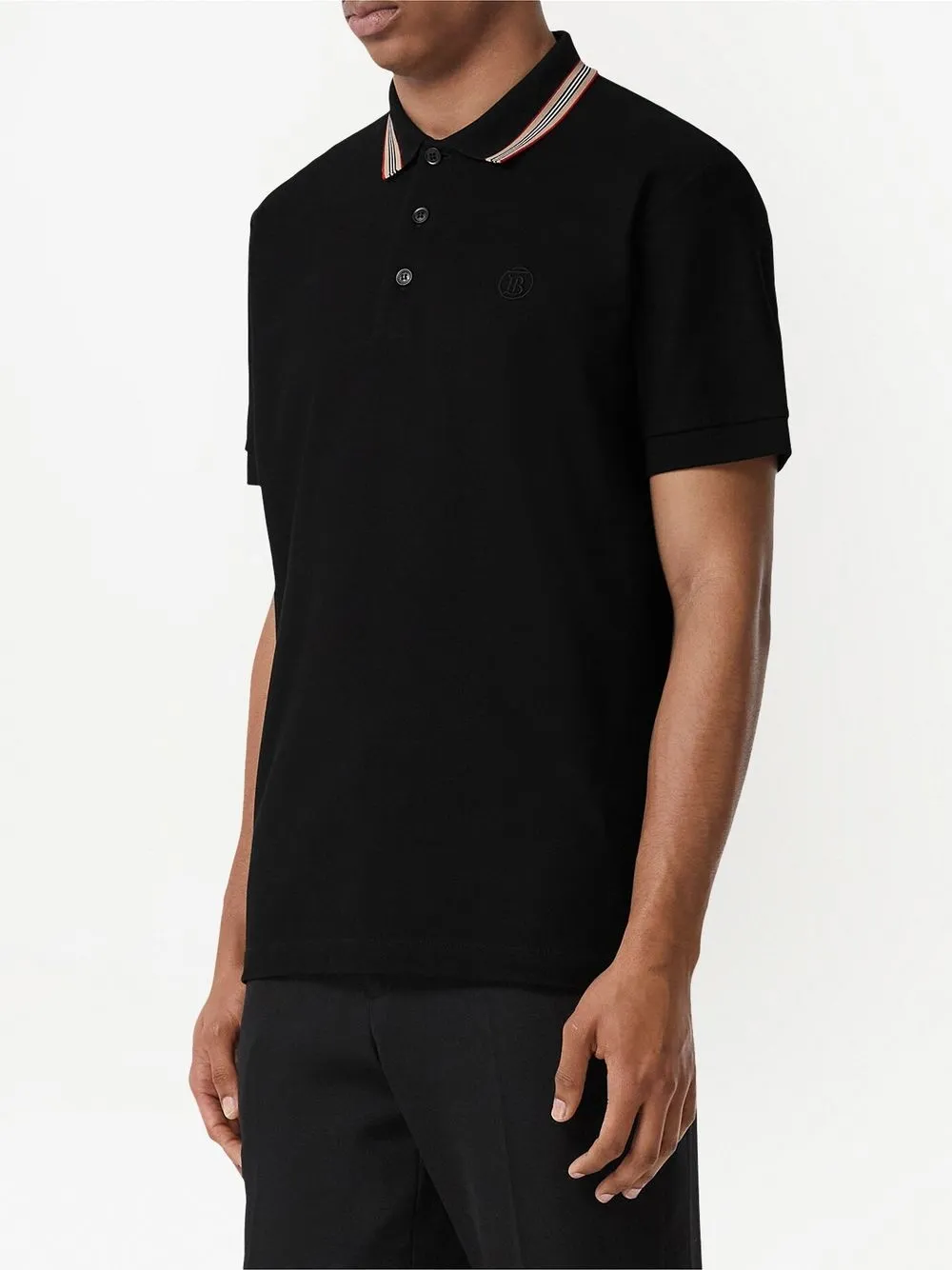 Shop Burberry Icon Stripe Cotton Polo Shirt In Schwarz