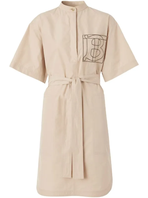 Burberry logo embroidered Shirtdress Neutrals FARFETCH IE