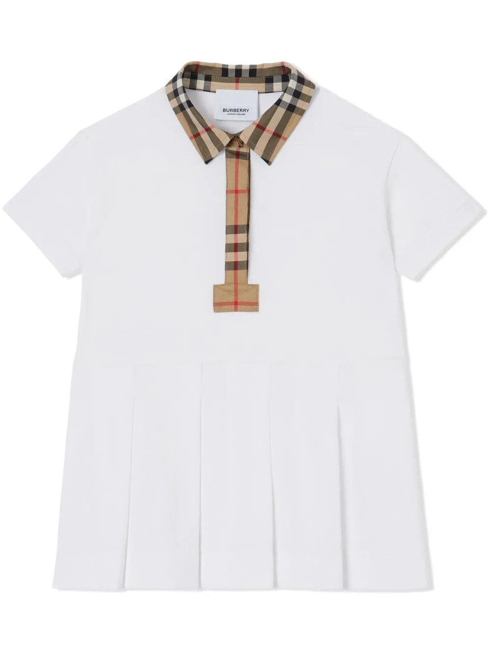 burberry kids robe-polo à motif vintage check - blanc