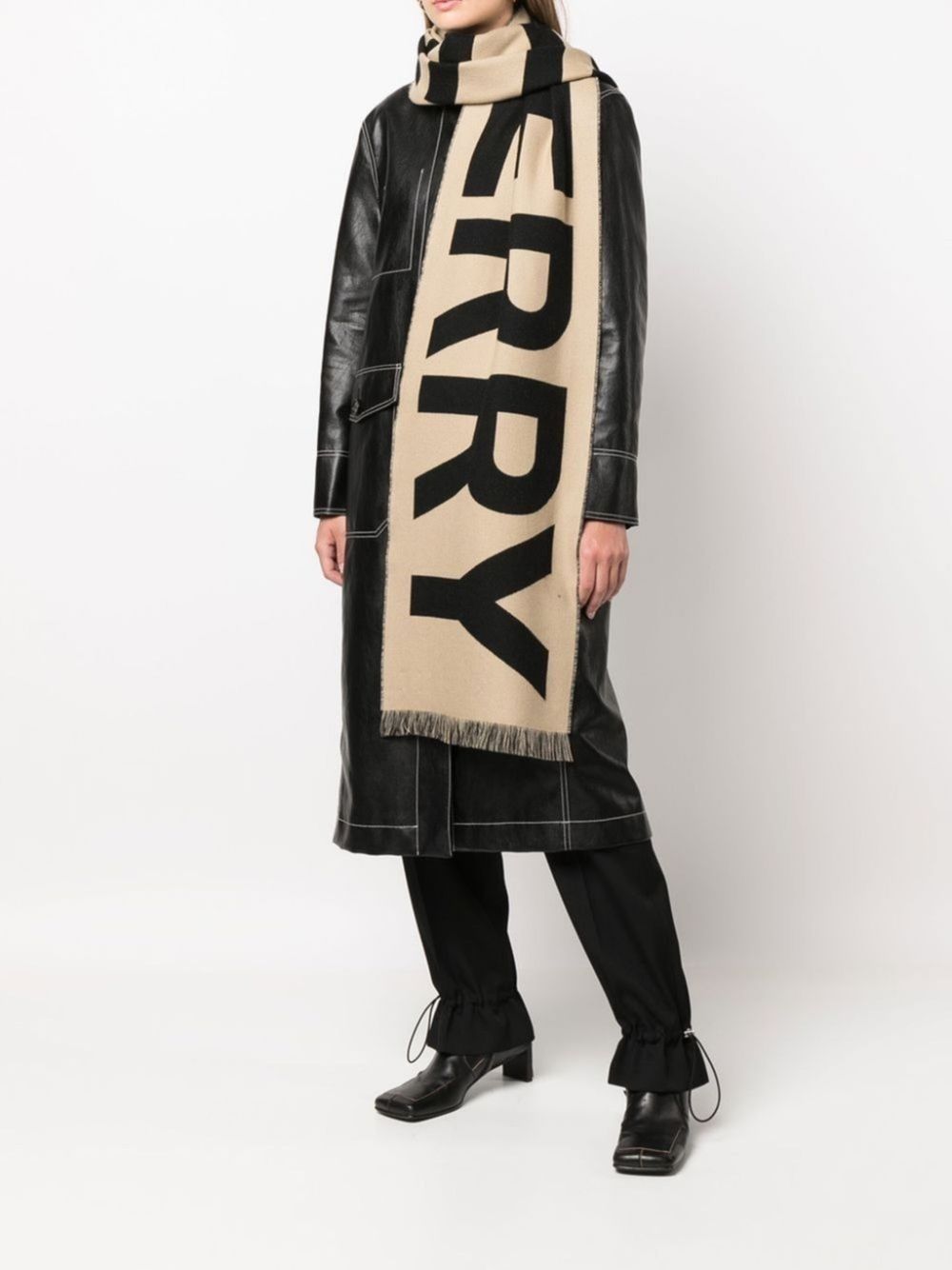 Burberry logo-jacquard wool scarf Men