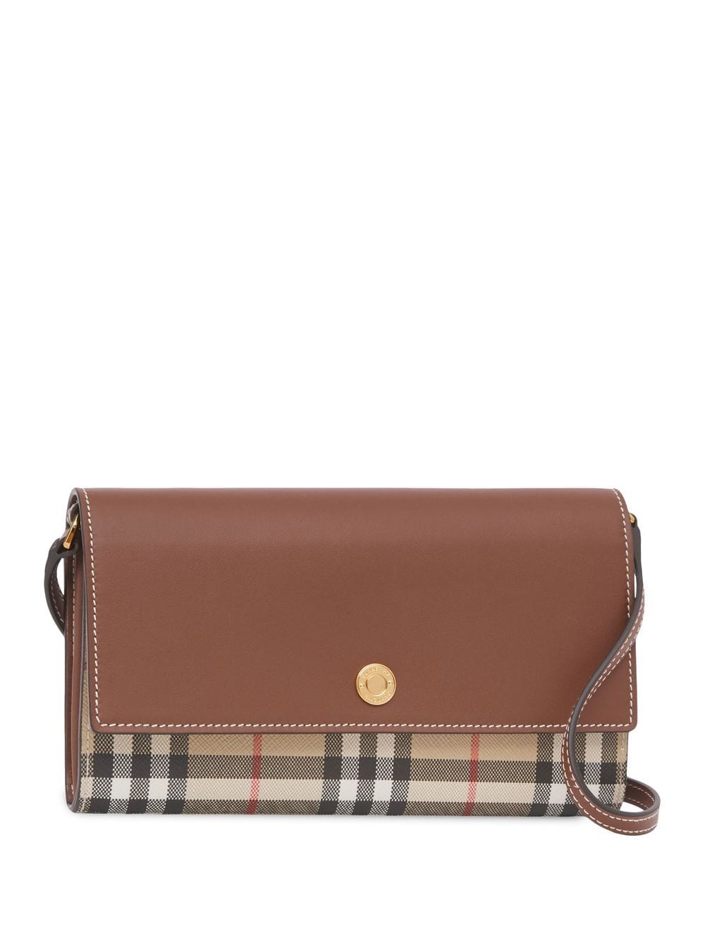 Check Wallet with Chain Strap in Archive Beige - Women