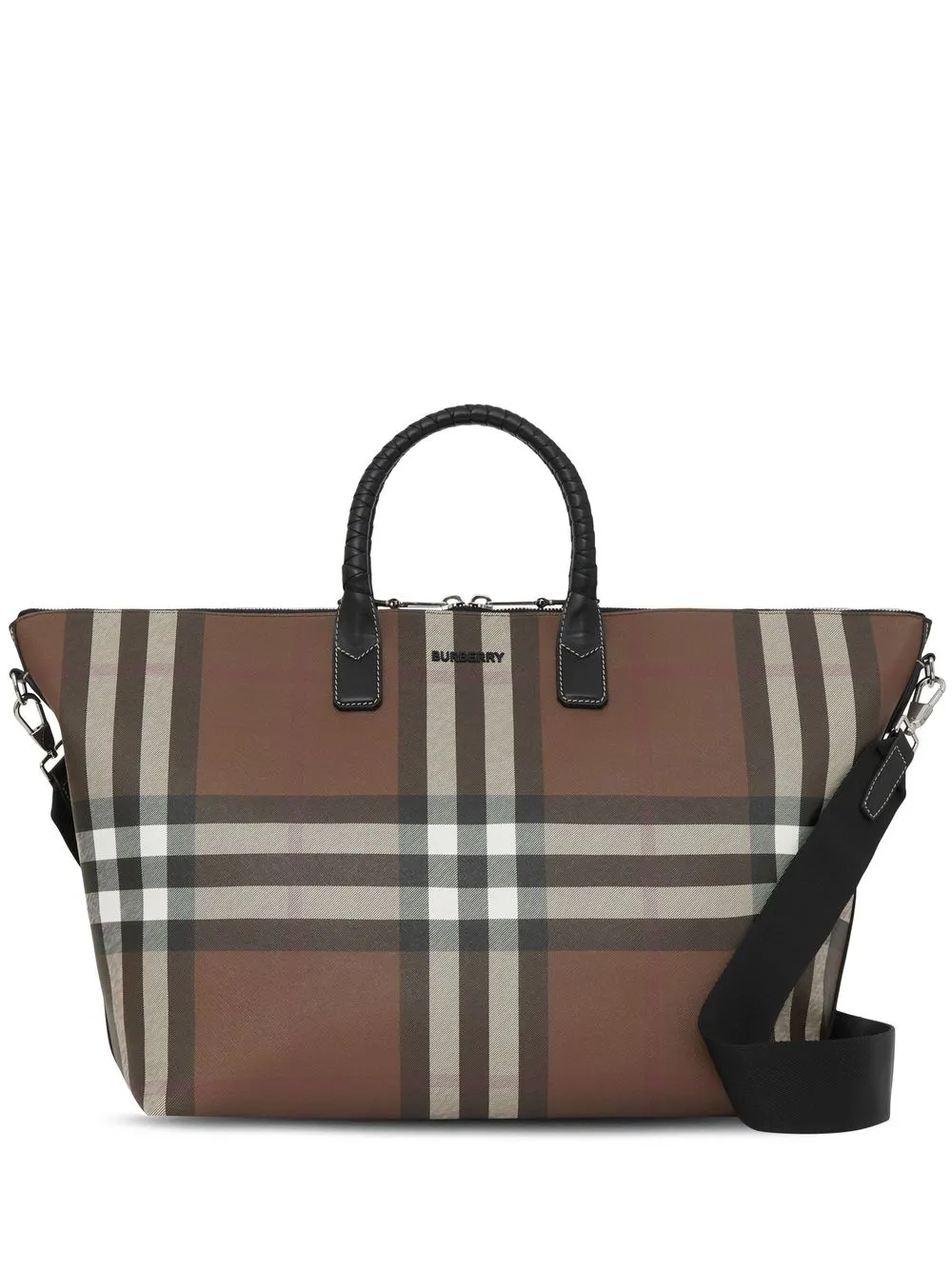 

Burberry bolsa de viaje con motivo de cuadros - Marrón