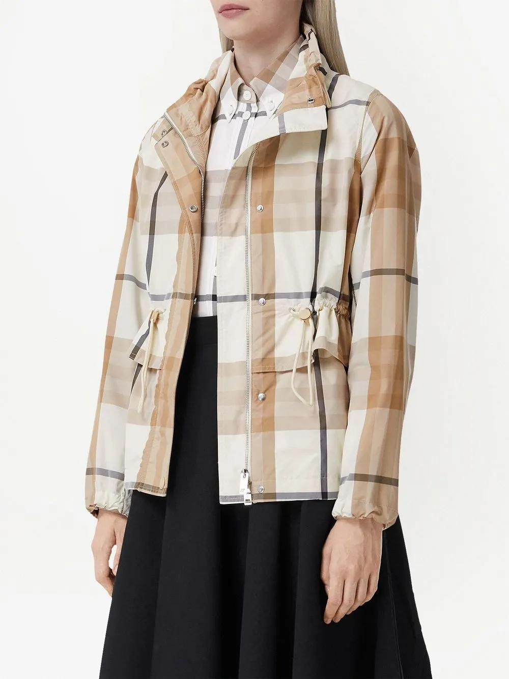  Burberry Karierte Jacke Mit Kordelzug   Nude 