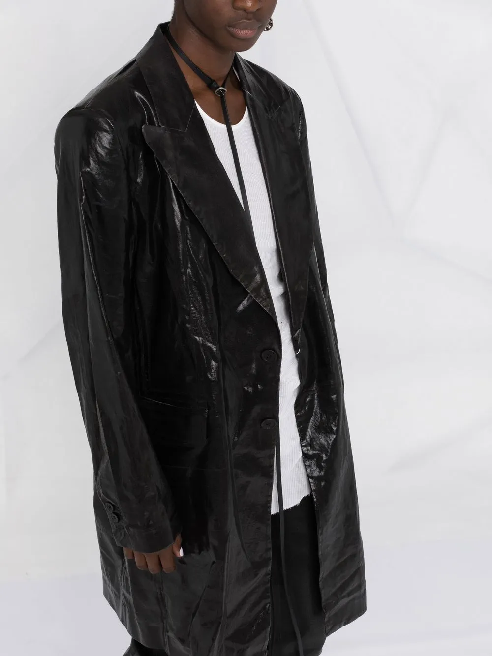  Mm6 Maison Margiela Beschichteter Mantel   Schwarz 