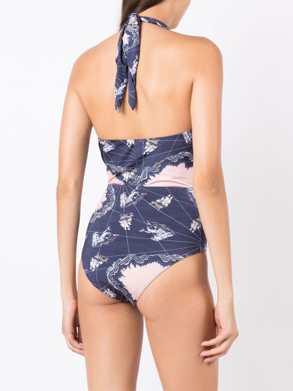 Shop Clube Bossa Deneuve Graphic-print Swimsuit In Blue