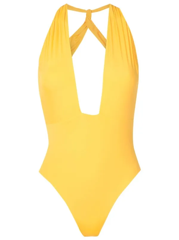 Yellow 1 piece bathing suit sales