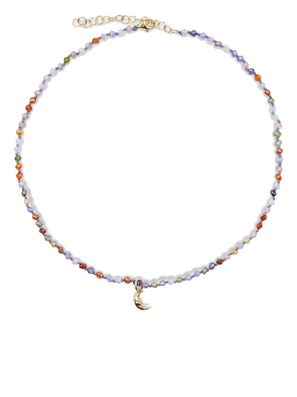 Hermina Athens Moon-pendant Beaded Necklace In Gold