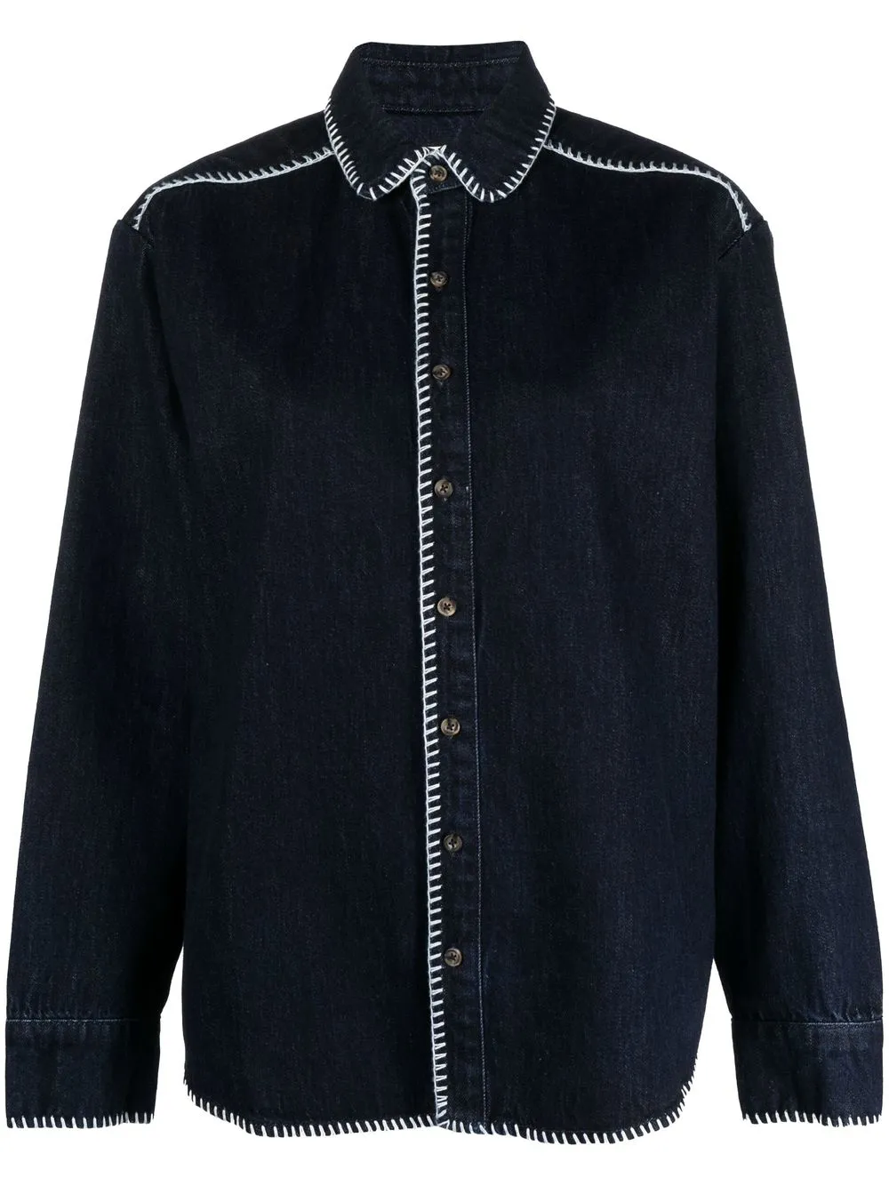 

Still Here whipstitch trim denim shirt - Blue