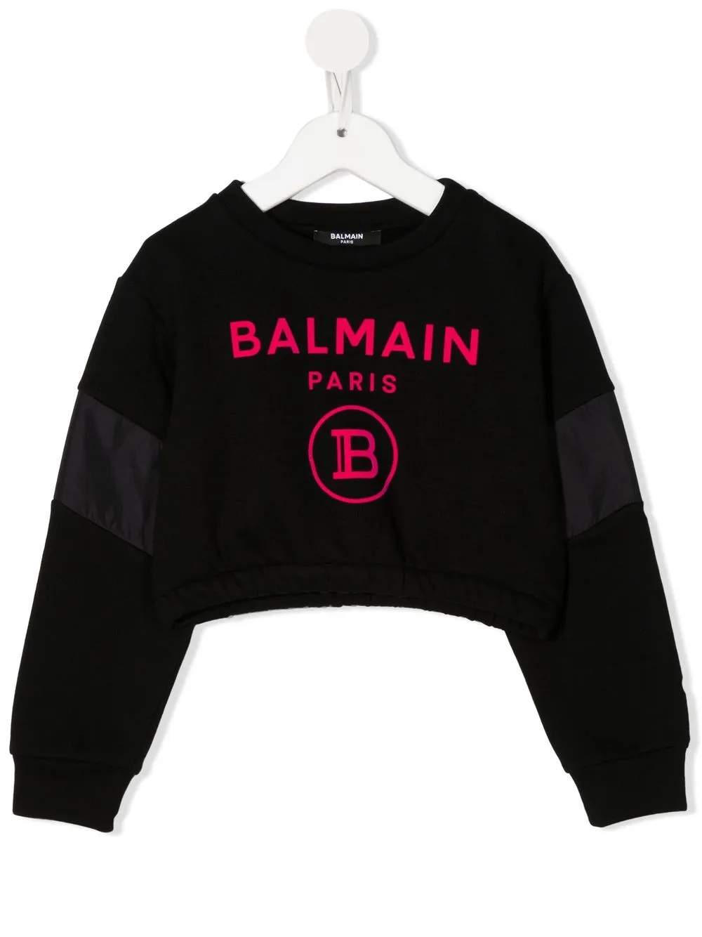 

Balmain Kids hoodie corta con logo estampado - Negro