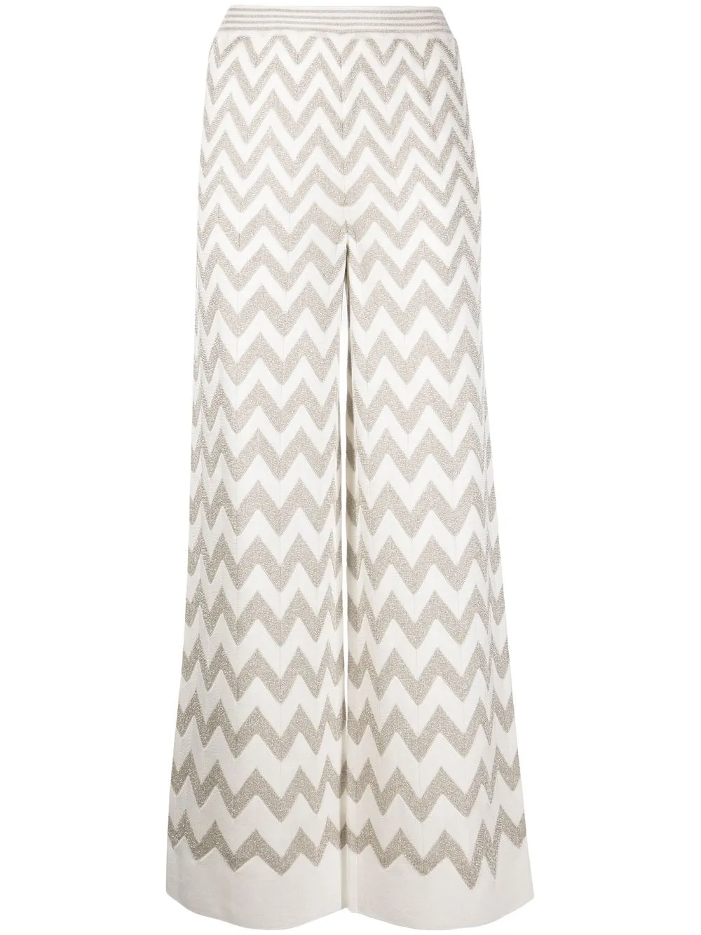 

Missoni pantalones anchos tejidos en zigzag - Blanco