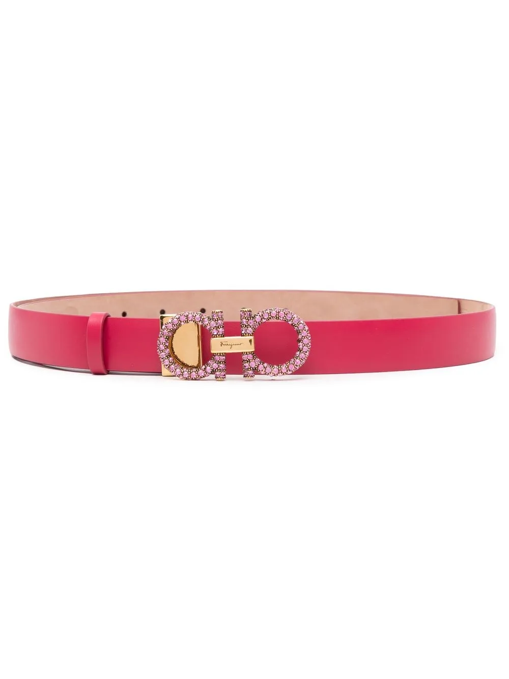 

Ferragamo Gancini-logo embellished belt - Pink