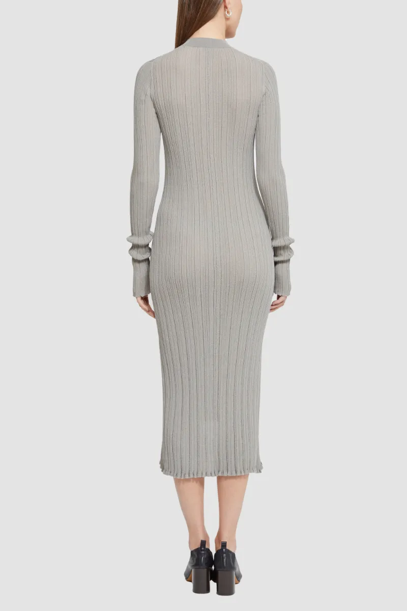 Long Sleeve Sheer Rib Dress in grey | 3 