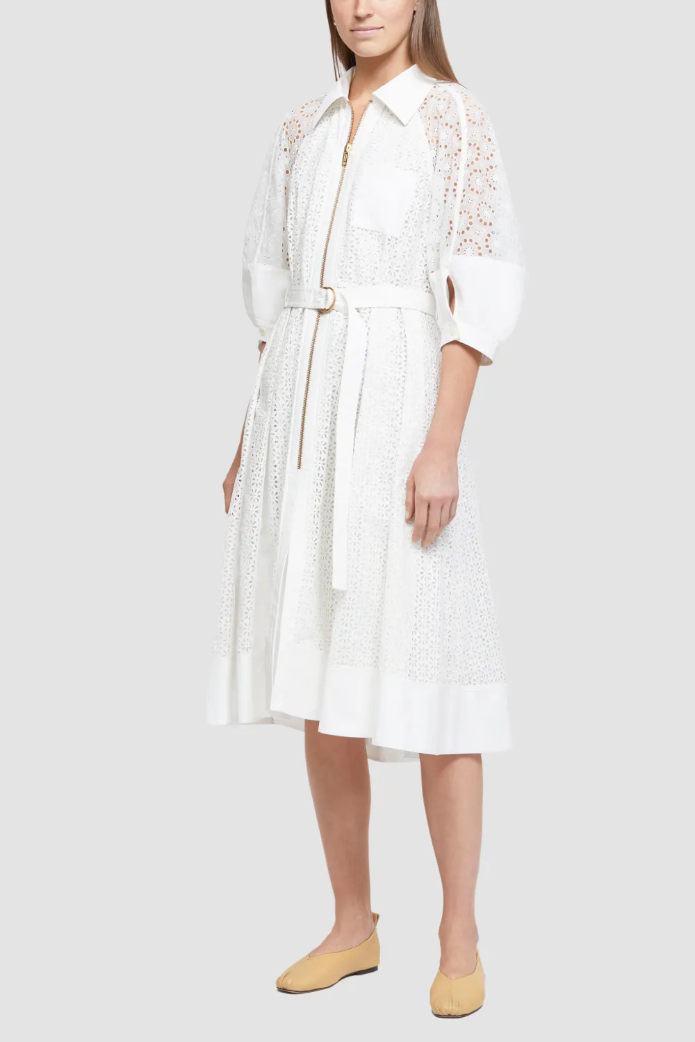 Broderie Anglaise Zip-Front Shirt Dress | 3.1 Phillip Lim Official 