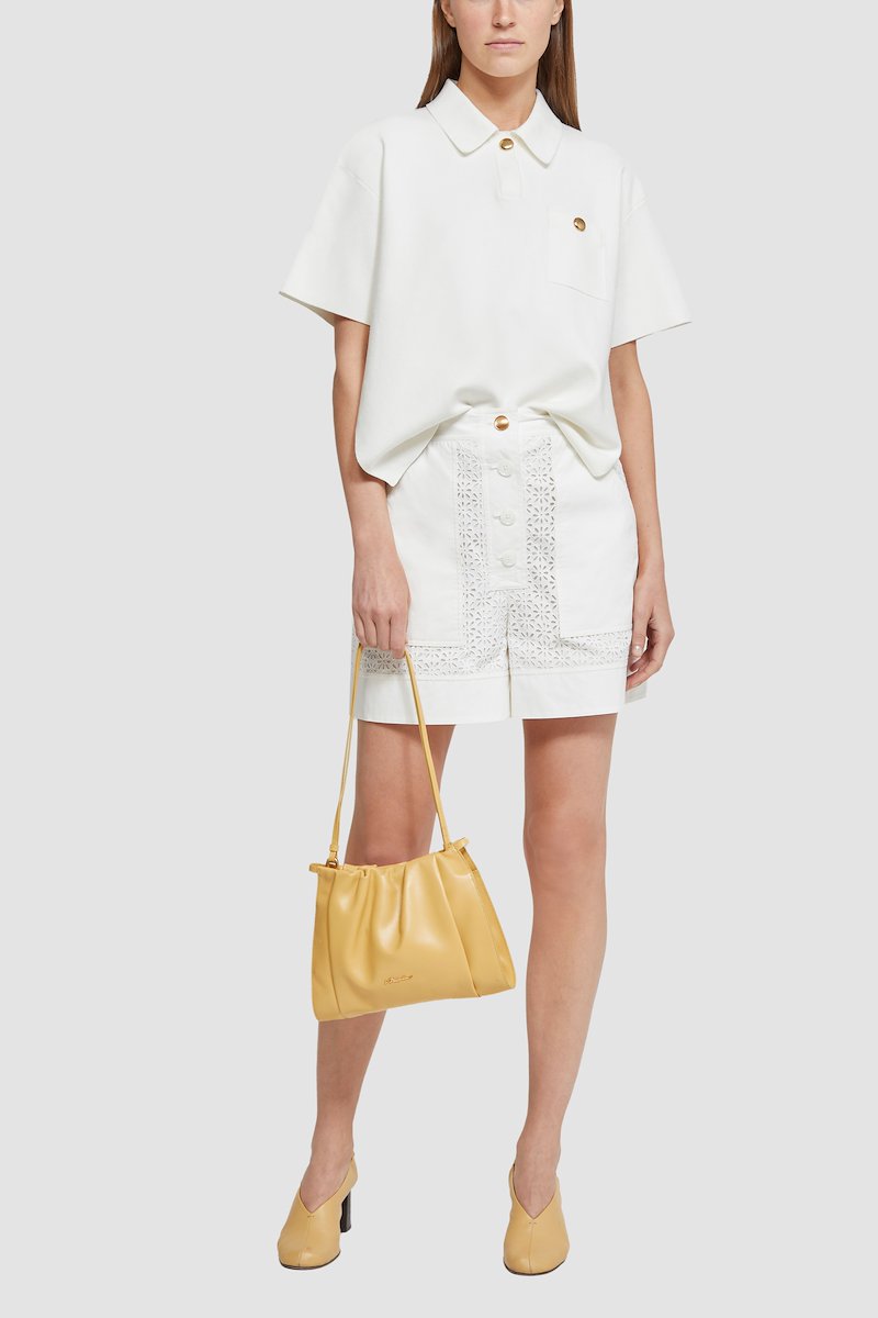 Broderie Anglaise Utility Short-white #0 Broderie Anglaise Utility Short, broderie-anglaise panelled shorts from 3.1 PHILLIP LIM featuring white, cotton, broderie anglaise, panelled design, high waist, A-line, front button and zip fastening and two patch pockets.- 0