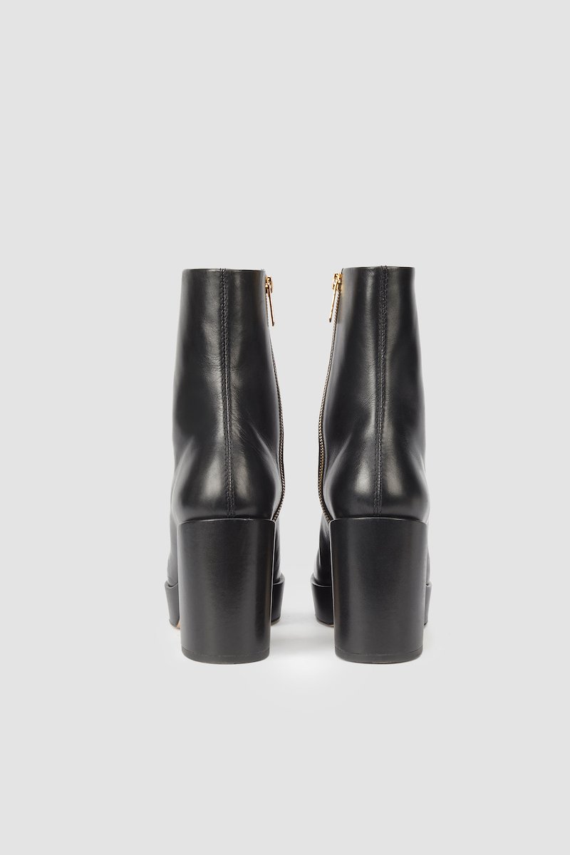 Naomi Platform Zip Up Mid Boot-black #0 Naomi Platform Zip Up Mid Boot, Naomi platform leather boots from 3.1 PHILLIP LIM featuring black, calf leather, polished finish, round toe, side zip fastening, platform sole, high block heel and mid-calf length.- 2