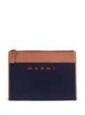 Marni logo print clutch bag - Blue